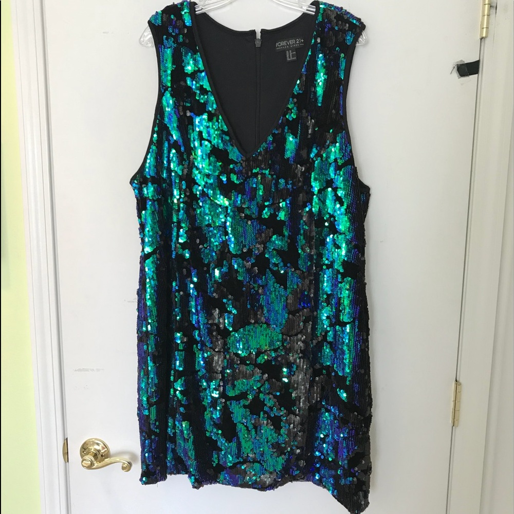 Blue Green Mermaid Sequin Cocktail Dress